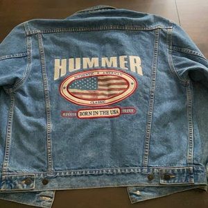 Vintage 1990's HUMMER Denim Jean Jacket, Men's Small. Butterfield Stage.